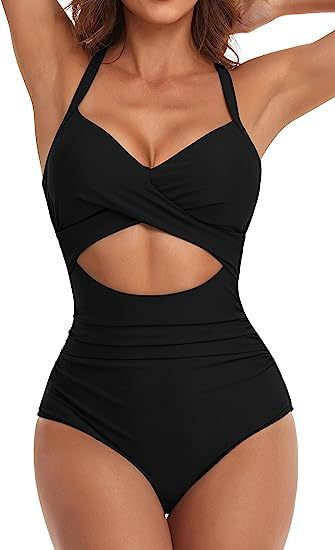 Women's One Piece Swimsuits Cutout High Waisted Bathing Suit