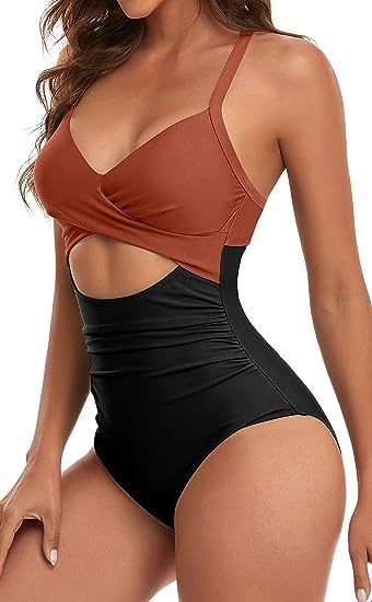 Women's One Piece Swimsuits Cutout High Waisted Bathing Suit