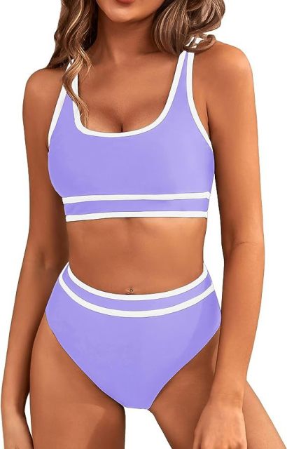 Women's High Waisted Bikini Sets Two Piece Swimsuits Color Block High Cut Bathing Suits