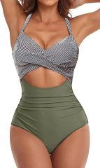 Women's One Piece Swimsuits Cutout High Waisted Bathing Suit