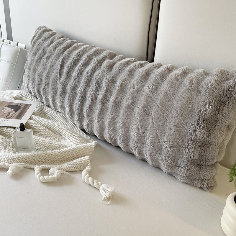 Faux Fur Body Pillow Cover Fuzzy Plush Long Pillowcase Striped Decorative