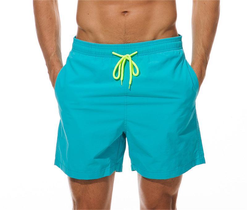 Mens Swim Trunks Above Knee Length Mesh Lining Pockets Quick Dry Swim Shorts