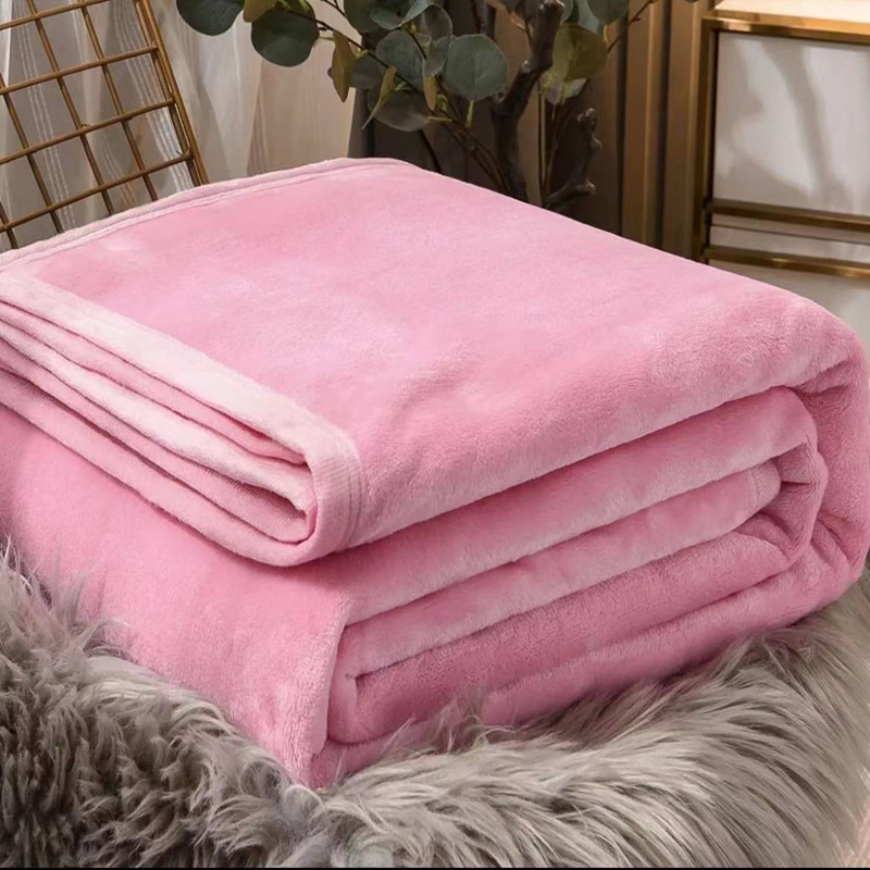 Fleece Bed Blankets Soft Flush Puzzy Solid Color