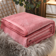 Fleece Bed Blankets Soft Flush Puzzy Solid Color