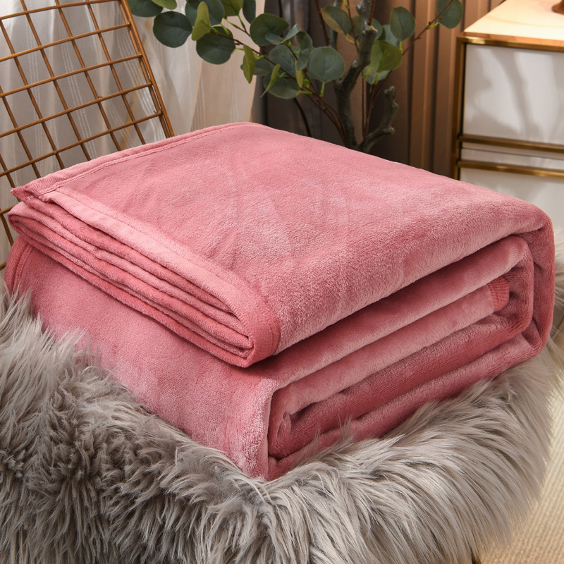 Fleece Bed Blankets Soft Flush Puzzy Solid Color