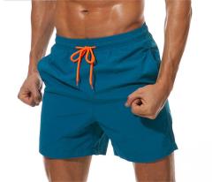 Mens Swim Trunks Above Knee Length Mesh Lining Pockets Quick Dry Swim Shorts