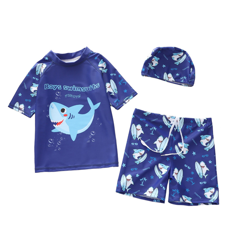 Kids Swimsuit Boys Two Pieces Swimsuit Cute Printing Trunk Rash Guard