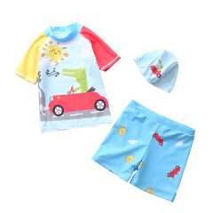 Kids Swimsuit Boys Two Pieces Swimsuit Cute Printing Trunk Rash Guard