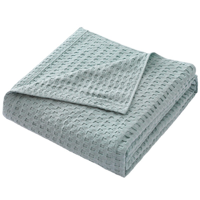 Cooling Cotton Waffle Blanket Lightweight Breathable Summer Blanket