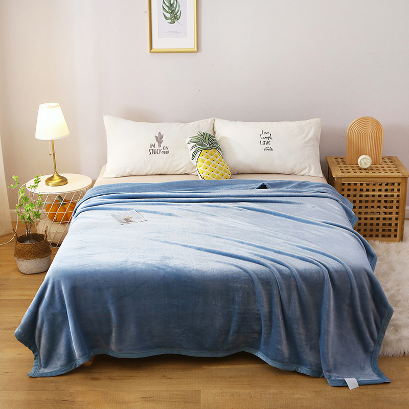 Fleece Bed Blankets Soft Flush Puzzy Solid Color