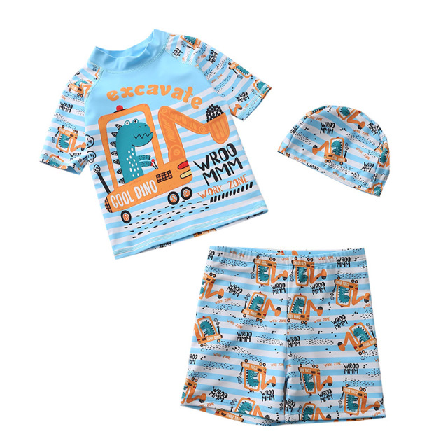 Kids Swimsuit Boys Two Pieces Swimsuit Cute Printing Trunk Rash Guard
