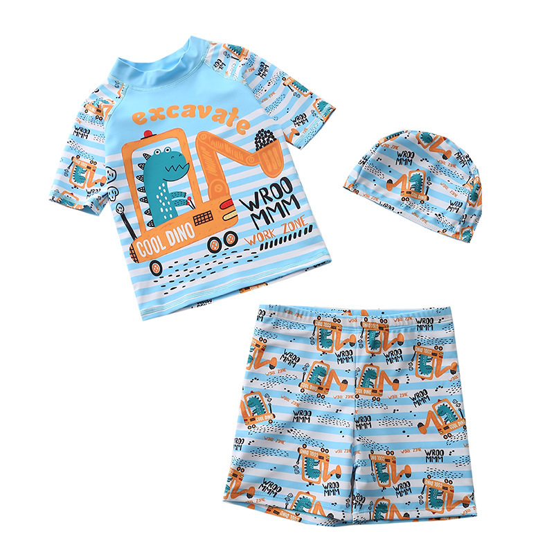 Kids Swimsuit Boys Two Pieces Swimsuit Cute Printing Trunk Rash Guard