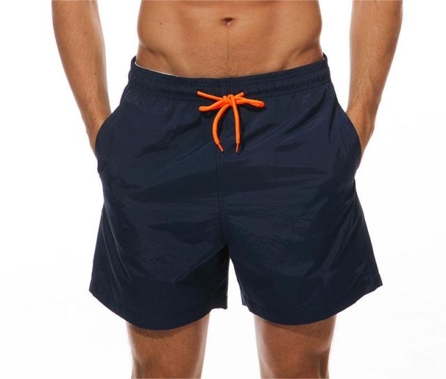 Mens Swim Trunks Above Knee Length Mesh Lining Pockets Quick Dry Swim Shorts