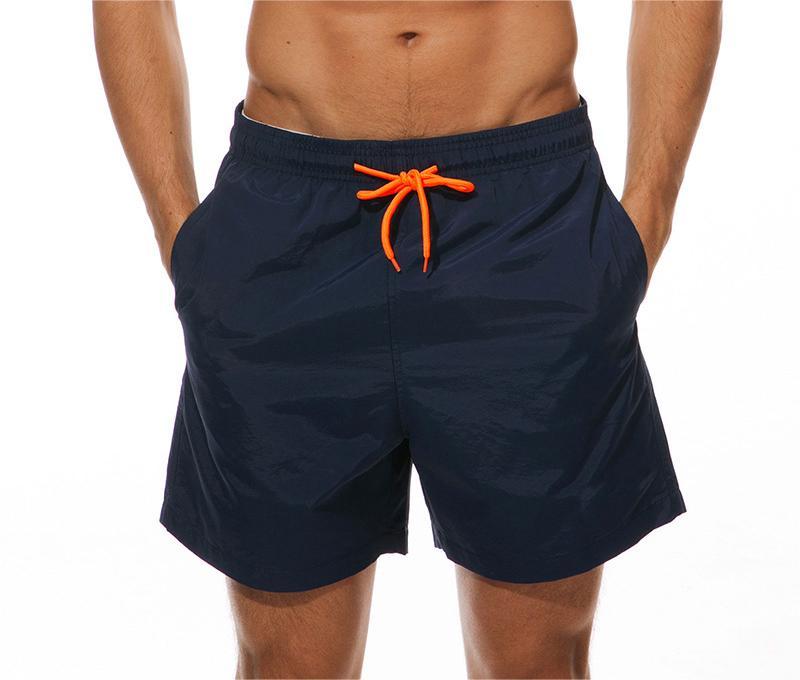 Mens Swim Trunks Above Knee Length Mesh Lining Pockets Quick Dry Swim Shorts