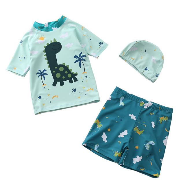 Kids Swimsuit Boys Two Pieces Swimsuit Cute Printing Trunk Rash Guard