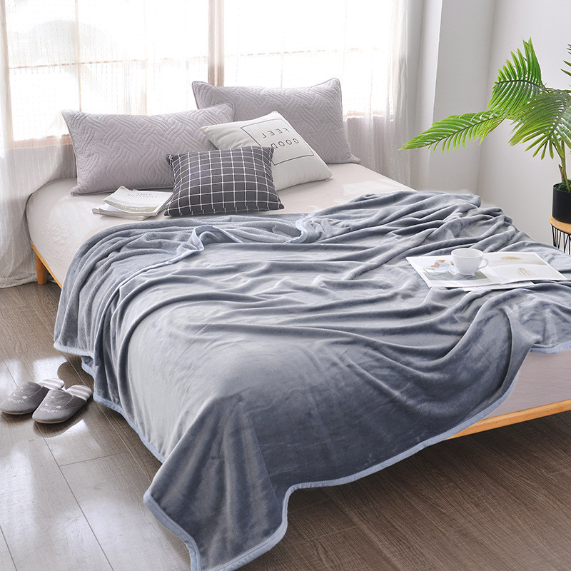 Fleece Bed Blankets Soft Flush Puzzy Solid Color