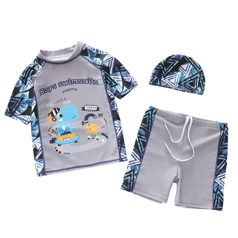 Kids Swimsuit Boys Two Pieces Swimsuit Cute Printing Trunk Rash Guard