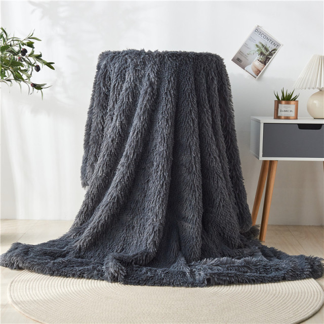 Soft Fuzzy Faux Fur Throw Blanket Long Hair Shaggy Fluffy Cozy Plush Comfy