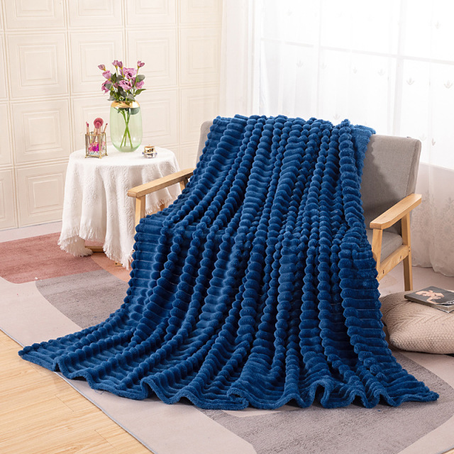 Fleece Throw Blanket Super Soft Cozy Striped Lightweight for Couch Machine Washable