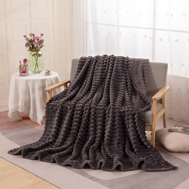 Fleece Throw Blanket Super Soft Cozy Striped Lightweight for Couch Machine Washable