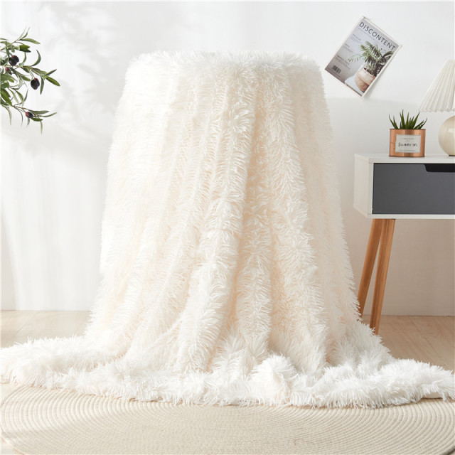Soft Fuzzy Faux Fur Throw Blanket Long Hair Shaggy Fluffy Cozy Plush Comfy