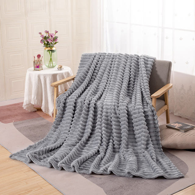 Fleece Throw Blanket Super Soft Cozy Striped Lightweight for Couch Machine Washable