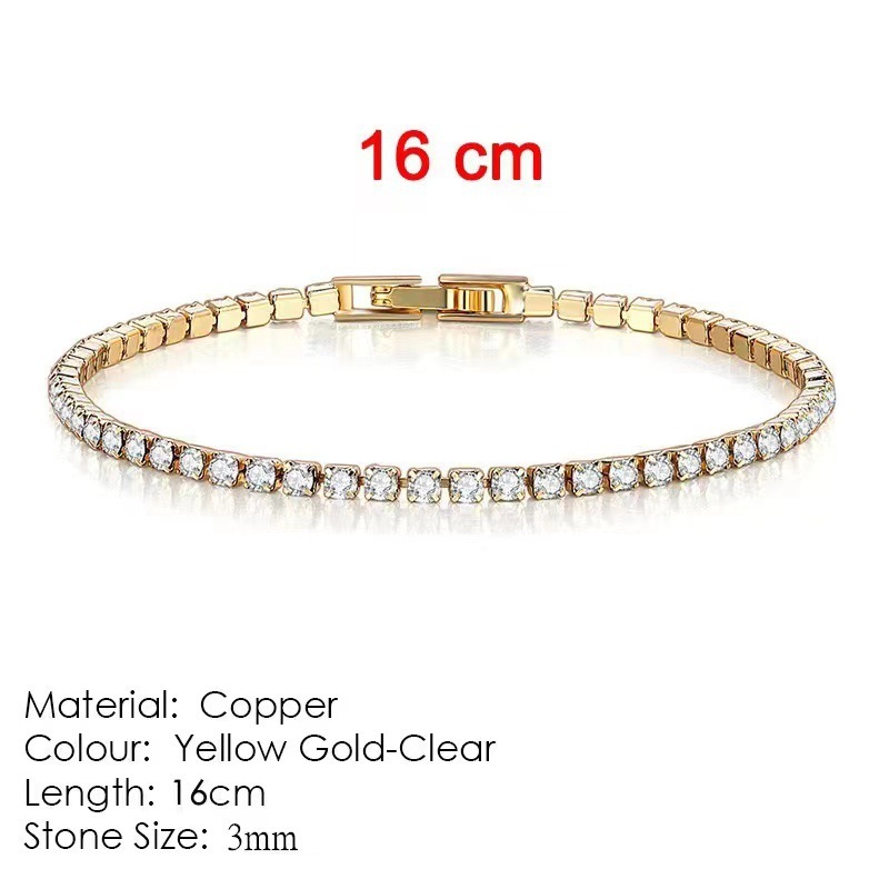3mm Classic Full Zircon Tennis Shining Bracelet Exquisite Bracelet