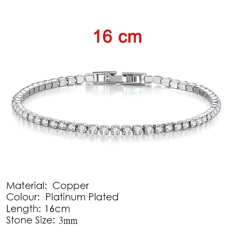 3mm Classic Full Zircon Tennis Shining Bracelet Exquisite Bracelet