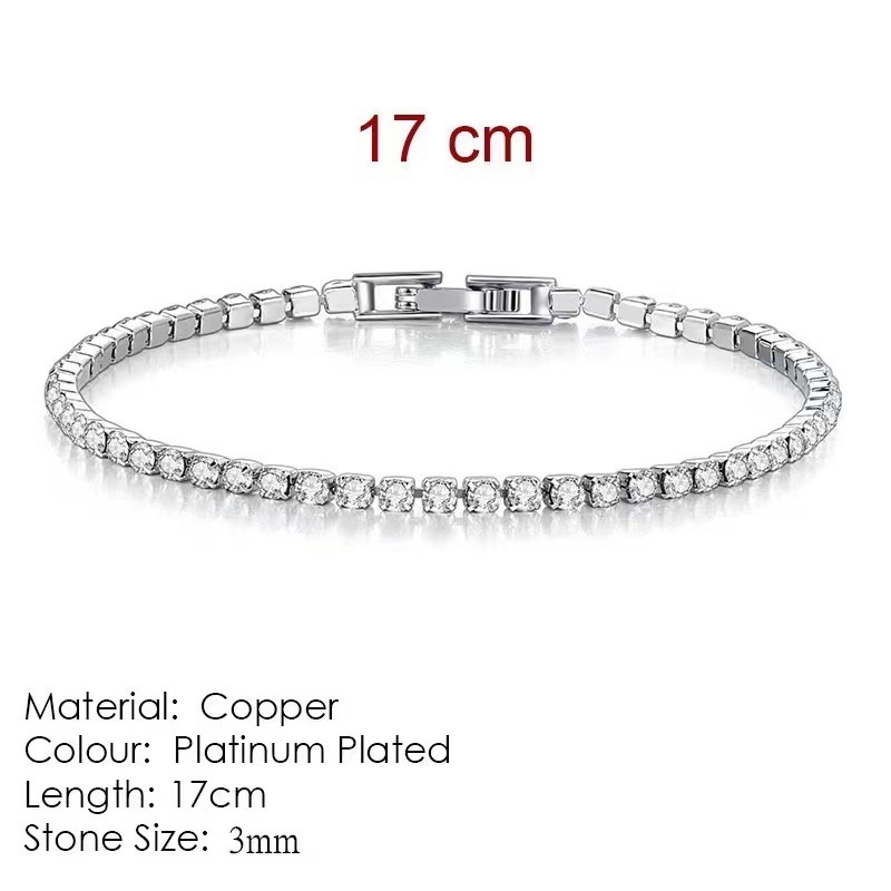 3mm Classic Full Zircon Tennis Shining Bracelet Exquisite Bracelet