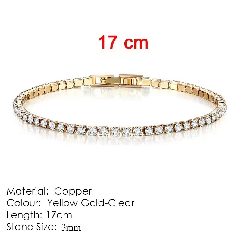 3mm Classic Full Zircon Tennis Shining Bracelet Exquisite Bracelet