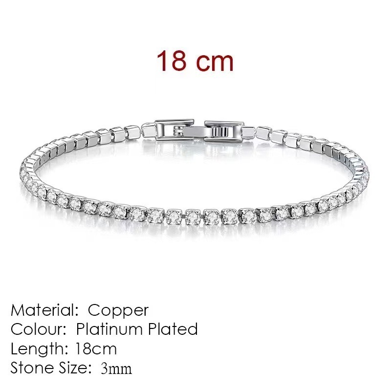 3mm Classic Full Zircon Tennis Shining Bracelet Exquisite Bracelet
