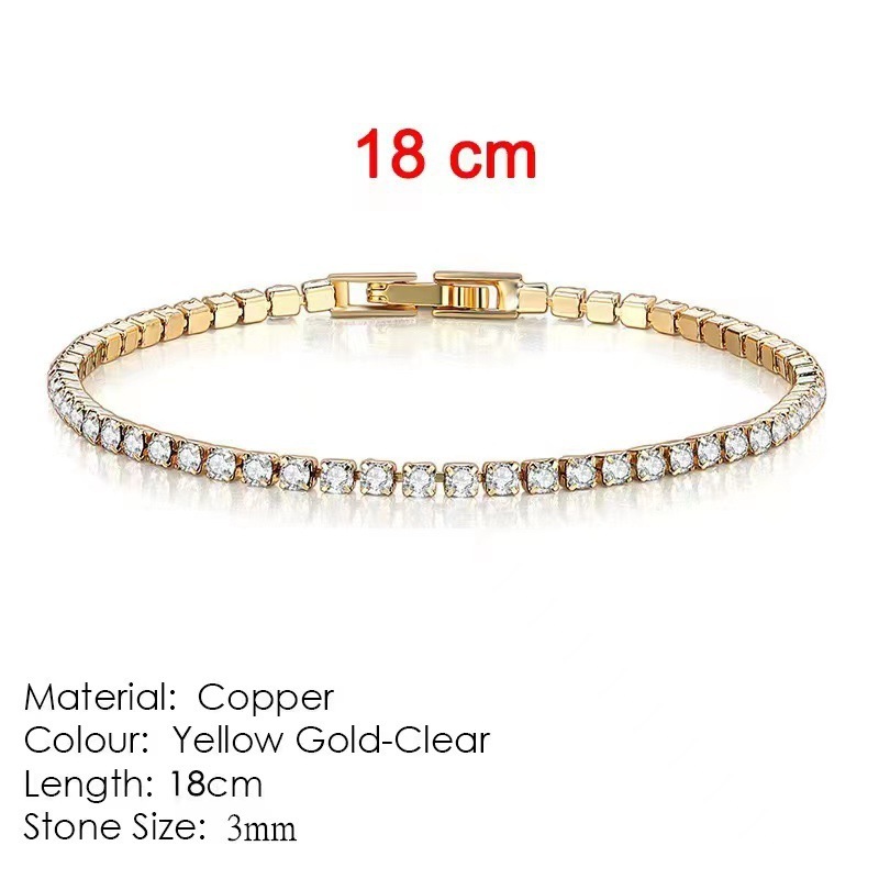3mm Classic Full Zircon Tennis Shining Bracelet Exquisite Bracelet