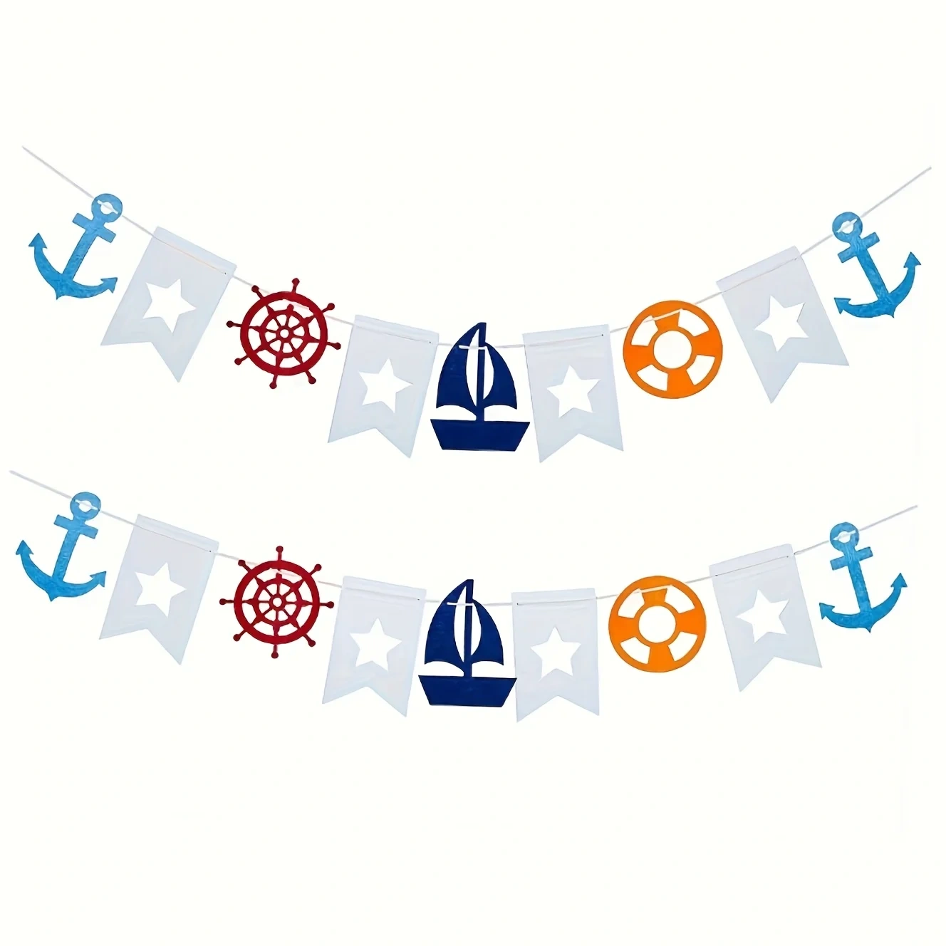 Navigation Triangle Flag Decorative Banner - Includes sailboat, yacht, lighthouse patterns, suitable for summer room decoration