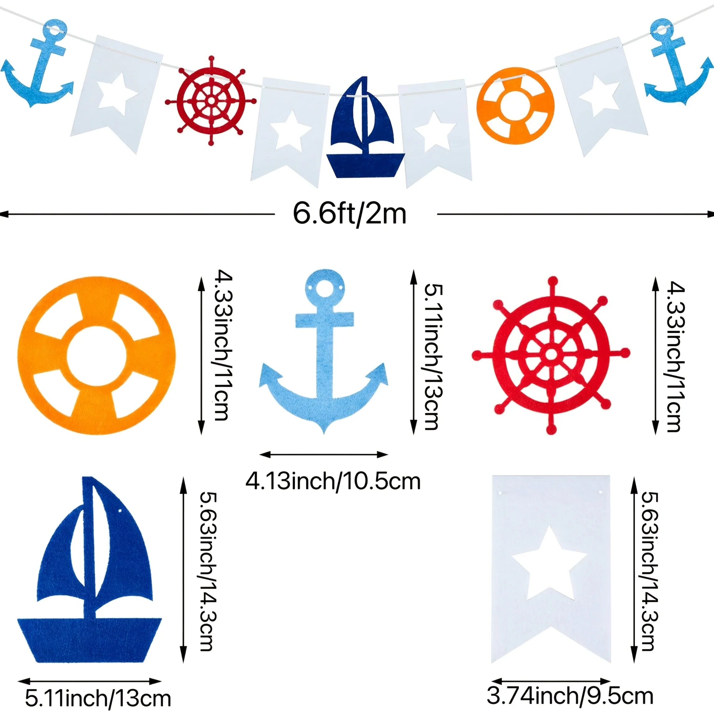 Navigation Triangle Flag Decorative Banner - Includes sailboat, yacht, lighthouse patterns, suitable for summer room decoration