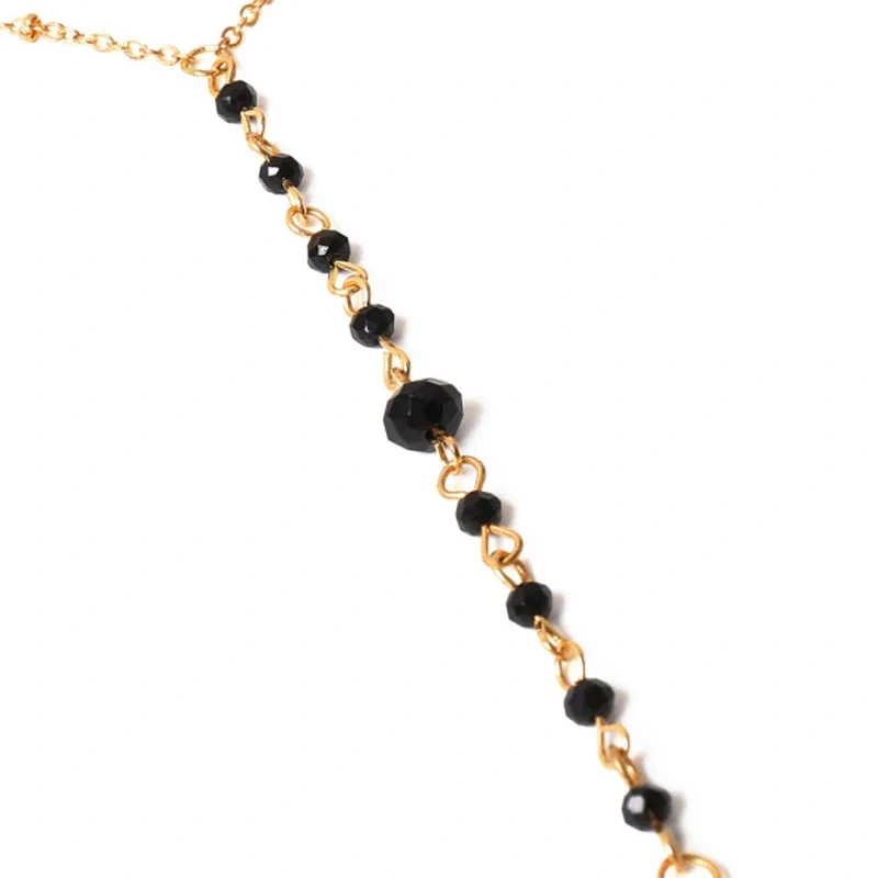 Multi-layer Handmade Black Crystal Tassel Chest Chain Women Sexy Body Chain European and American Fashion Jewelry