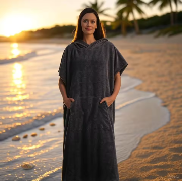Surf Poncho Towel Quick-Dry Hoodie Beach Robe Swim Towel for Adults
