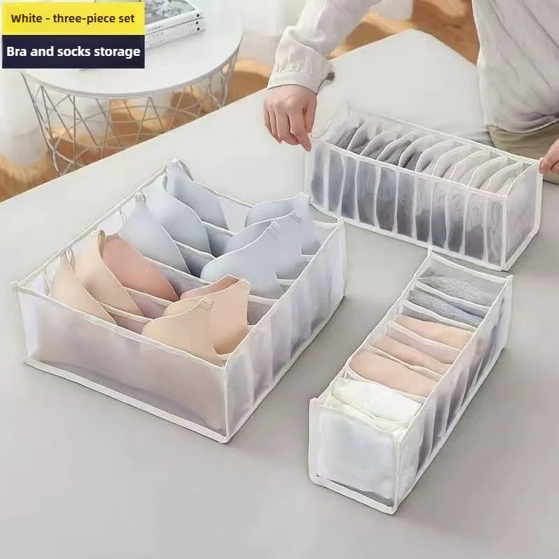 Foldable Mesh Sorting Underwear Storage Box Wardrobe Drawer Storage Bra Organizer Bag Socks Underwear Multi Grid Storage