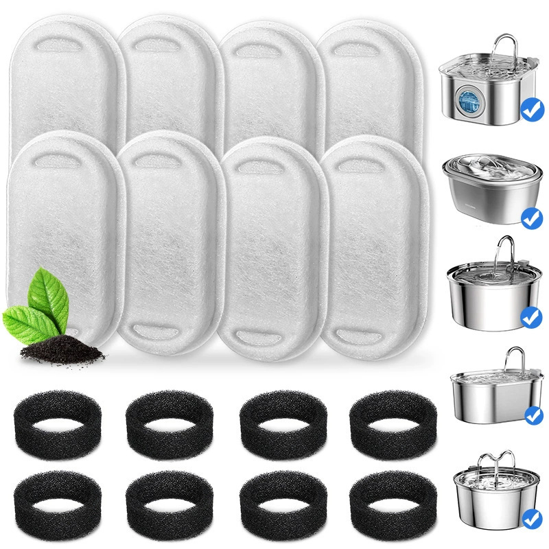 Automatic Cat Fountain Filter Replacement Activated Carbon Cat Drinking Water Filter With Sponge Foam Filter