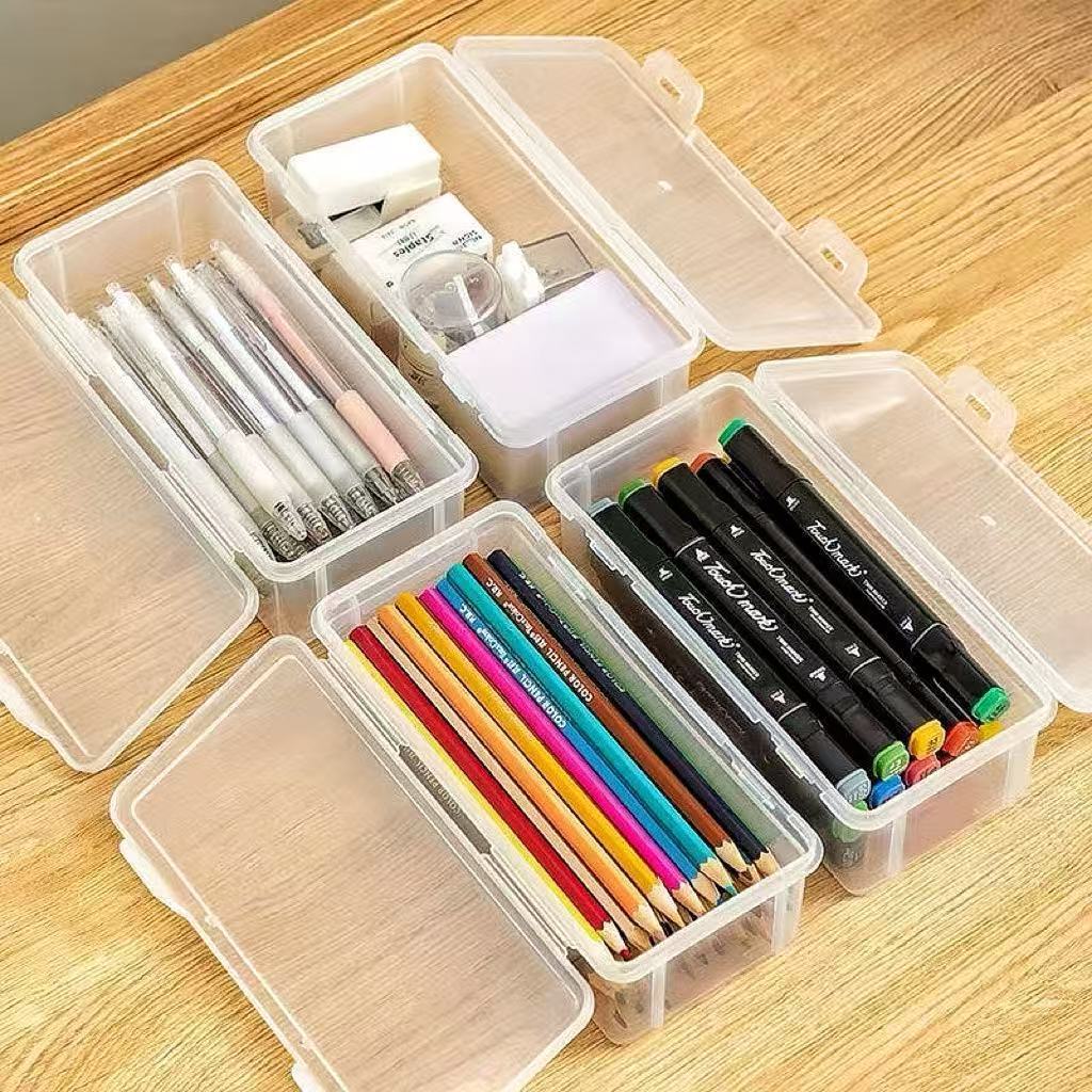 Large Clear Plastic Storage Boxes with Hinged Lids Ideal for Jewellery Ornaments Home Supplies and Office Organization