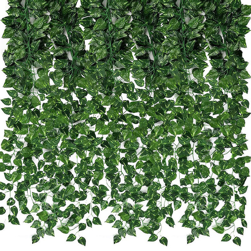 Artificial Green Leaves Ivy Vine Garland Creeper Rattan Fake Leaf Plants Hanging Garlands for Garden Wedding Party Home Decor