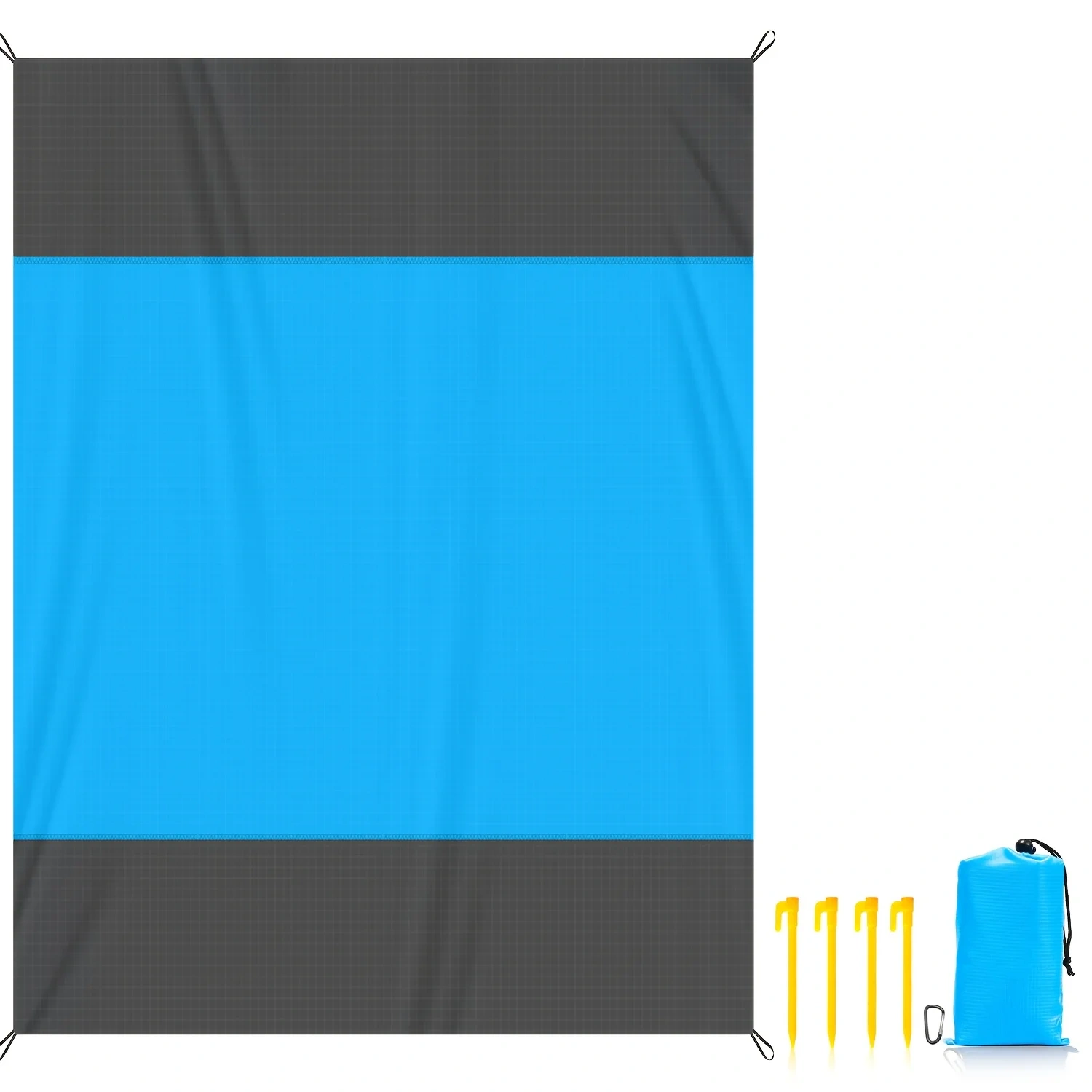 2x2.1m Waterproof Pocket Beach Mat Blanket, Lightweight Camping Mattress, Sandproof Beach Towel for Outdoor Picnic Travel
