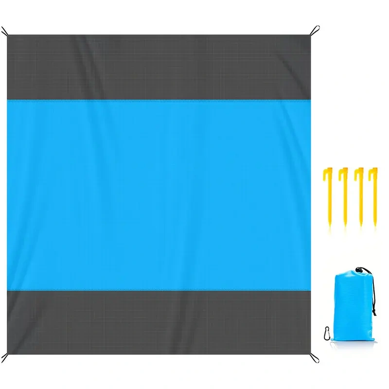 2x2.1m Waterproof Pocket Beach Mat Blanket, Lightweight Camping Mattress, Sandproof Beach Towel for Outdoor Picnic Travel
