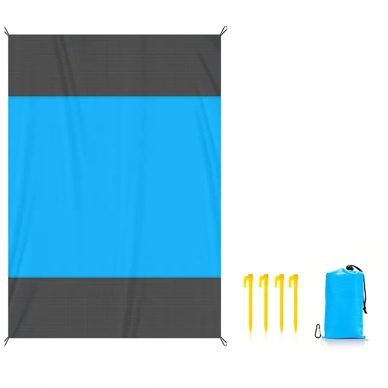2x2.1m Waterproof Pocket Beach Mat Blanket, Lightweight Camping Mattress, Sandproof Beach Towel for Outdoor Picnic Travel