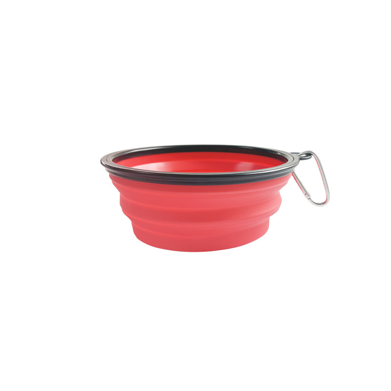 Folding Portable Silicone Dog Feeder Bowl Pet Dispenser Outdoor Travel Dog Cat With Carabiner Bottle Food Water Container
