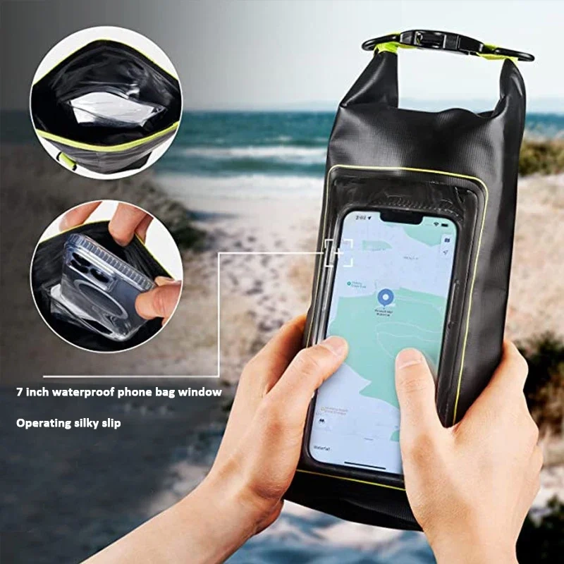2L/5L Waterproof Dry Bag Touch Screen Swimming Waterproof PVC Bag Rafting Floating Outdoor Sport Bag Surfboard Kayak Storage Bag
