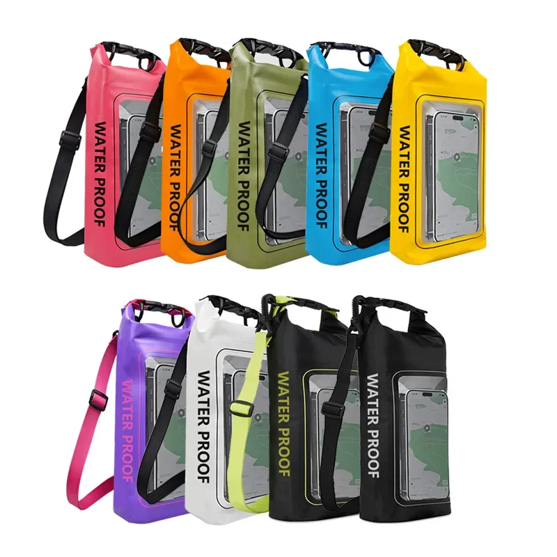 2L/5L Waterproof Dry Bag Touch Screen Swimming Waterproof PVC Bag Rafting Floating Outdoor Sport Bag Surfboard Kayak Storage Bag