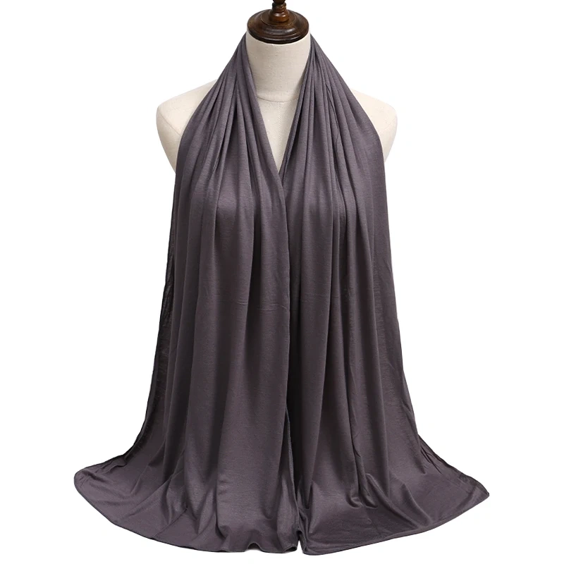 New Jersey Womens Muslim Ramadan Fashion Modal Cotton Jersey Hijab Womens High Quality Solid Color Soft Hijab Long African Scarf