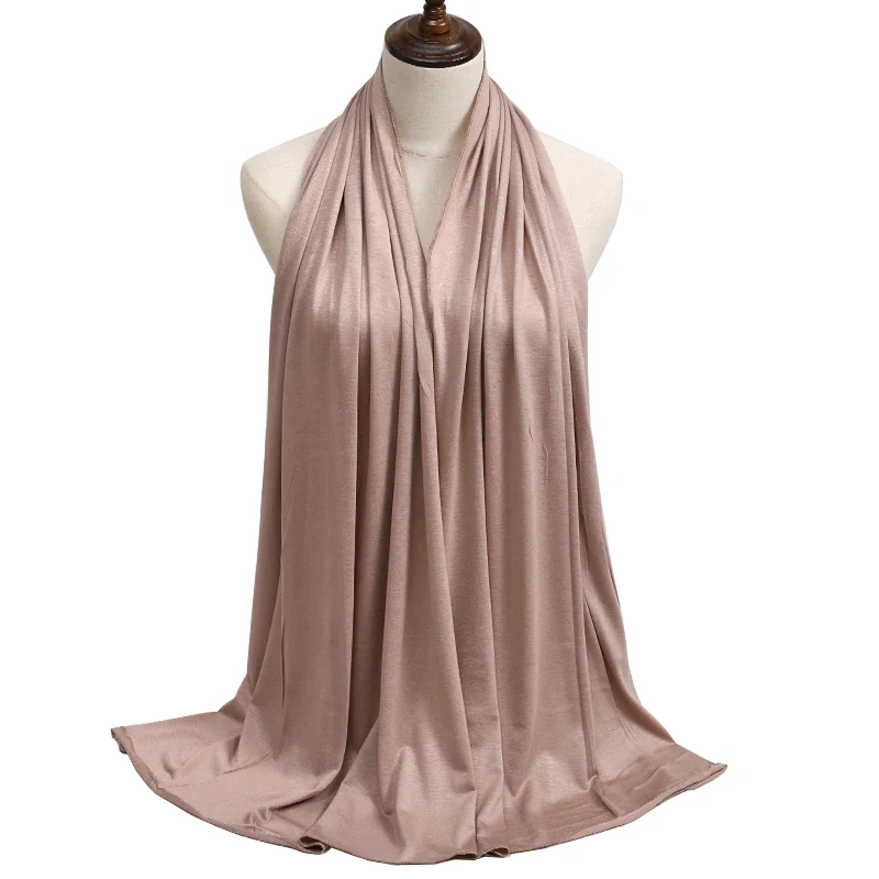 New Jersey Womens Muslim Ramadan Fashion Modal Cotton Jersey Hijab Womens High Quality Solid Color Soft Hijab Long African Scarf