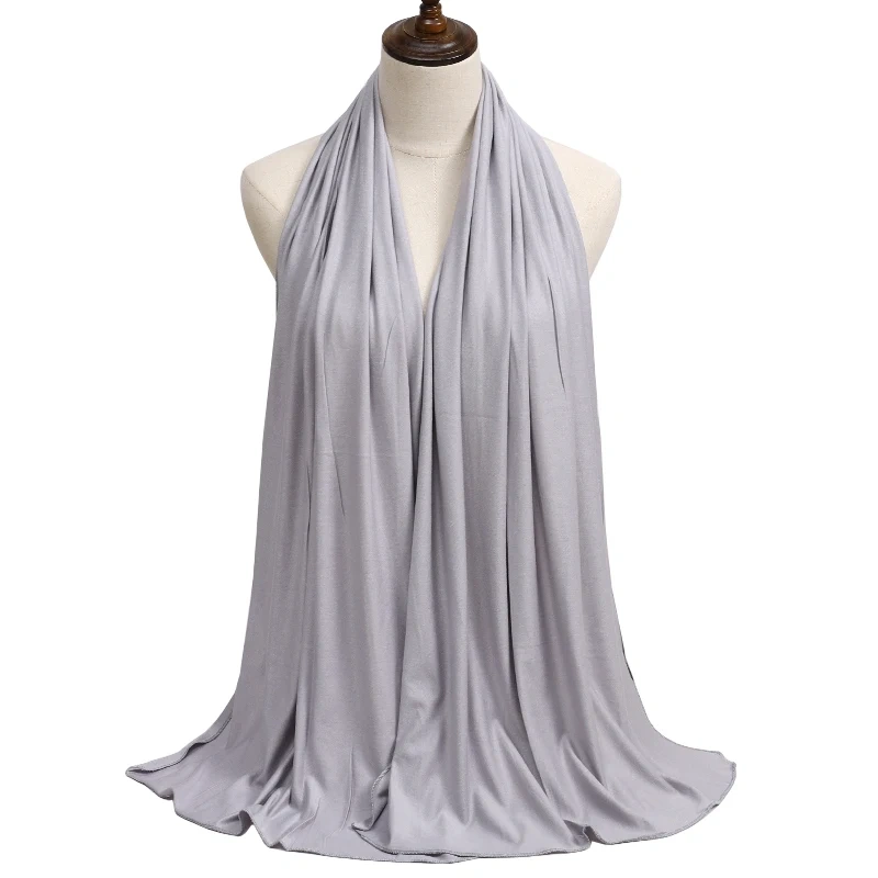 New Jersey Womens Muslim Ramadan Fashion Modal Cotton Jersey Hijab Womens High Quality Solid Color Soft Hijab Long African Scarf