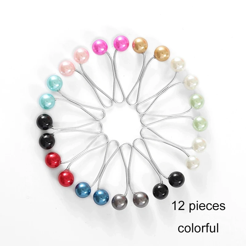 12pcs /Set Pins Hijab Pearl Pins Headscarf Durag Soft Turban Head Wraps For Women Scarf Clips Muslim Arab Hijab Accessories